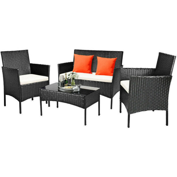 Rattan Cushioned Sofa Set