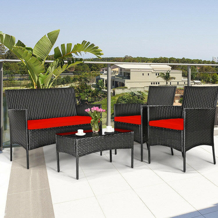 Rattan Cushioned Sofa Set