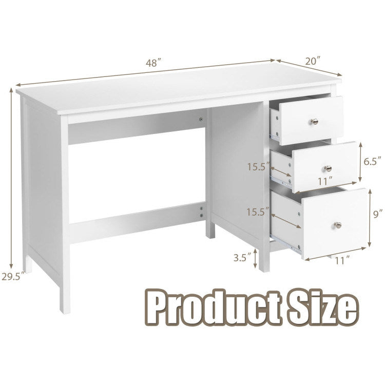 3-Drawer Home Office Study Computer Desk with Spacious Desktop