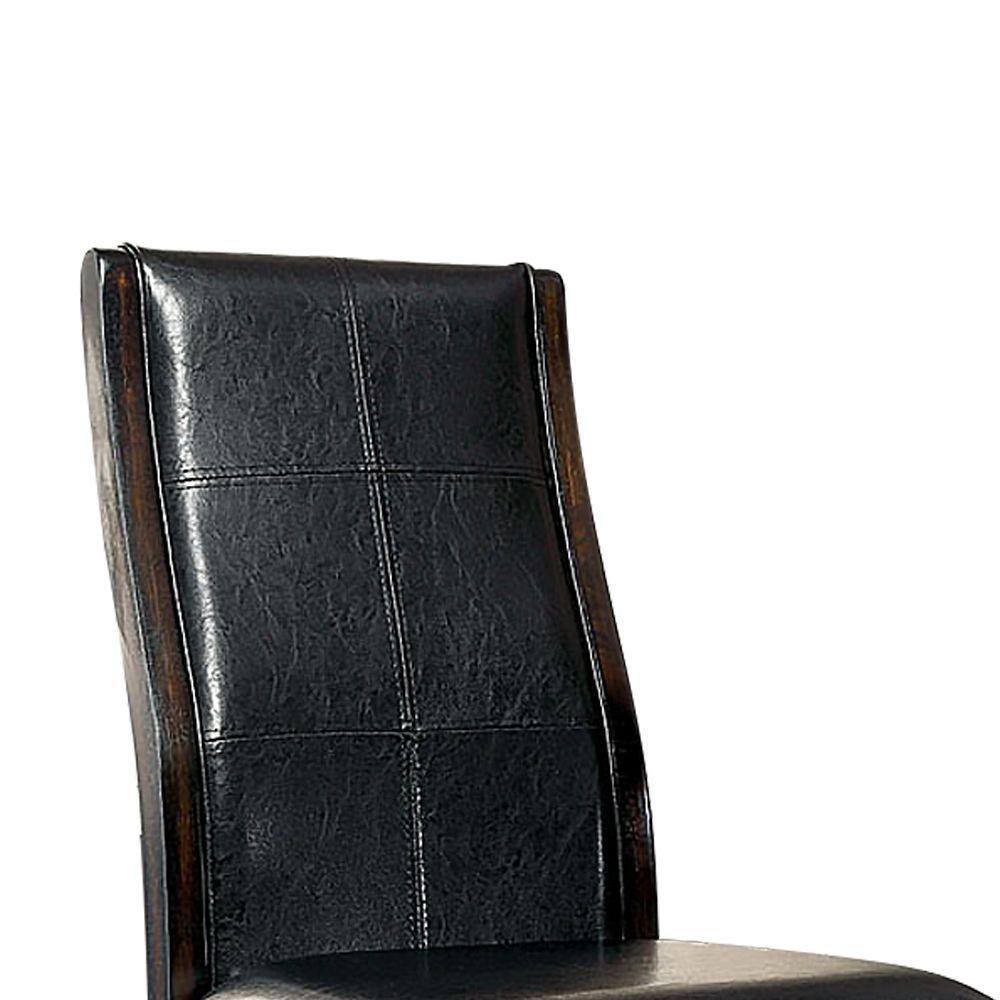 Transitional Dining Room Side Chairs Set of 2pc Chairs only Brown Cherry Unique Curved Back Espresso Leatherette Padded Seat