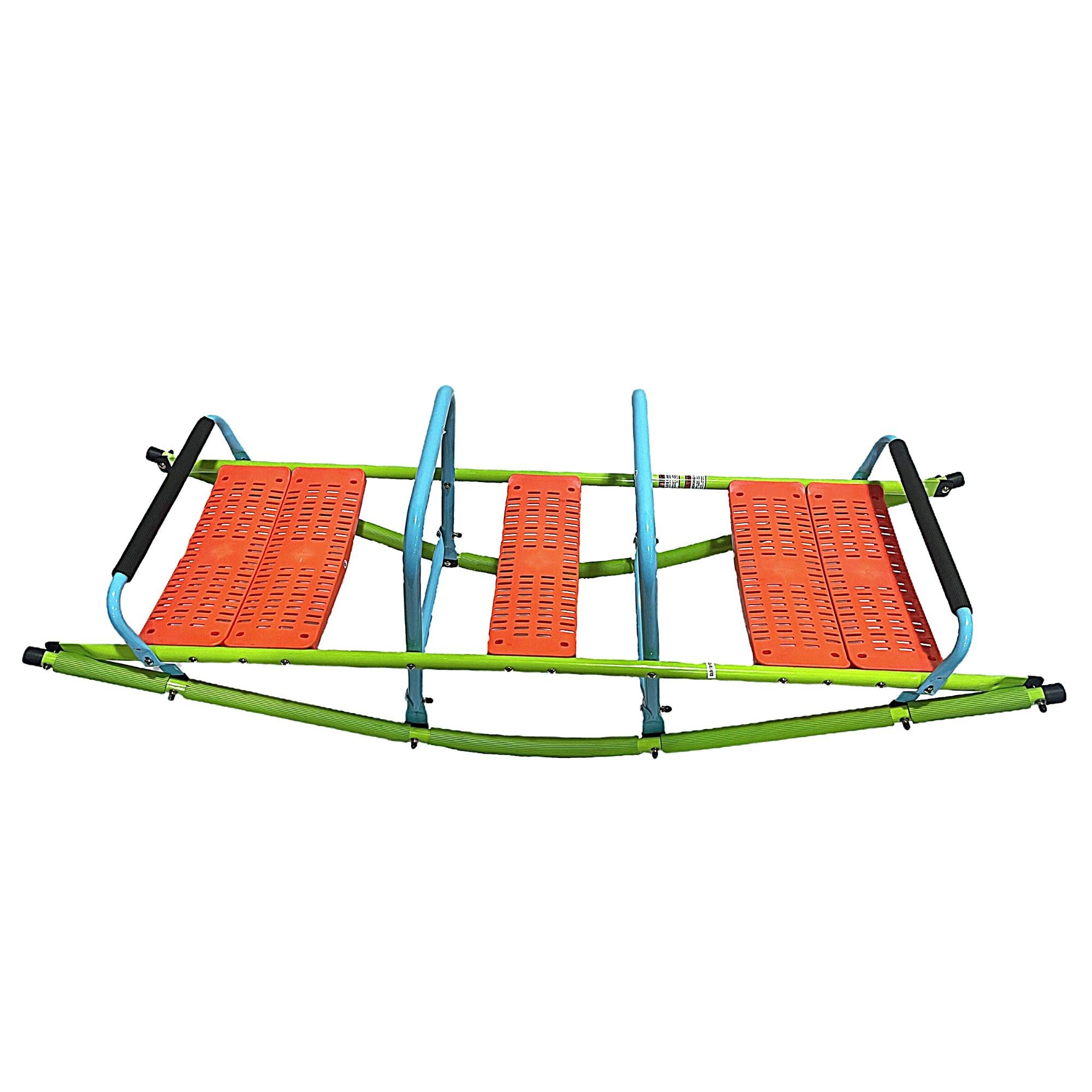 XSS008 high quality kids seesaw plastic seat playground equipment cute baby plastic rocker outdoor children blue and green steel tube for kids age 3+