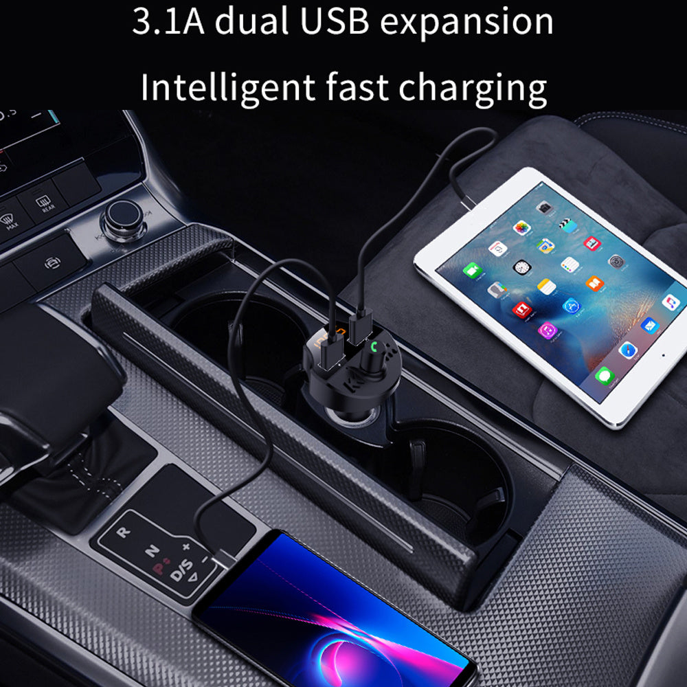 Bluetooth MP3 Player Handsfree Car Kit FM Transmitter Support TF Card U Disk QC2.0 3.1A Fast Dual USB Charger Power Adapter