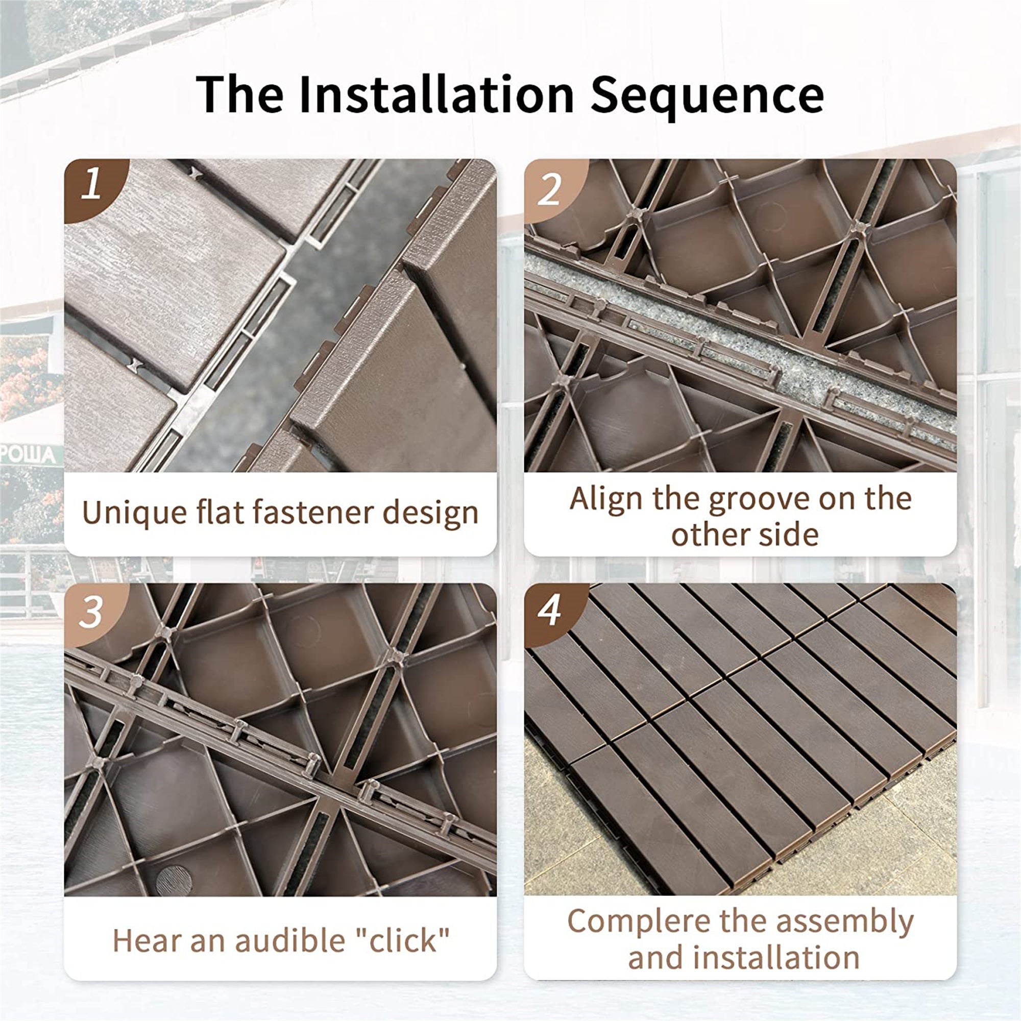 Patio Interlocking Deck Tiles, 12