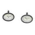 DecMode 12"H, 11"W Cream Metal Pocket Watch Style Wall Clock (2 Count)