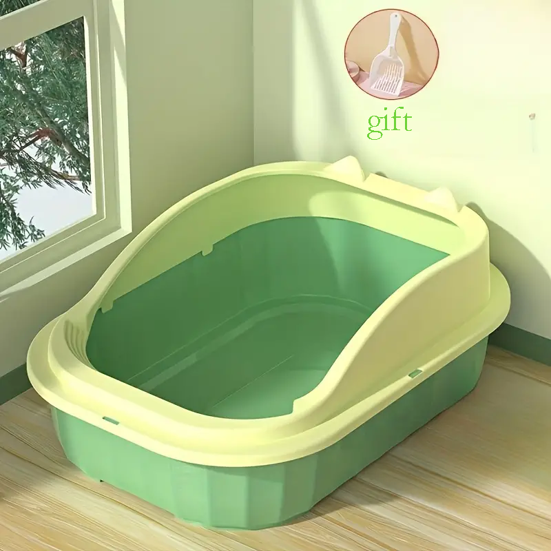 Cat Litter Pan Semi-Closed Anti-Splash with Litter Extra Large Cat Litter Box Anti-Odor Cat Poop Pan Cat Supplies