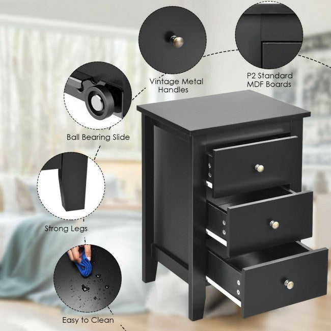 Beautiful Design Modern Style Bedside Cabinet With 3 Drawers