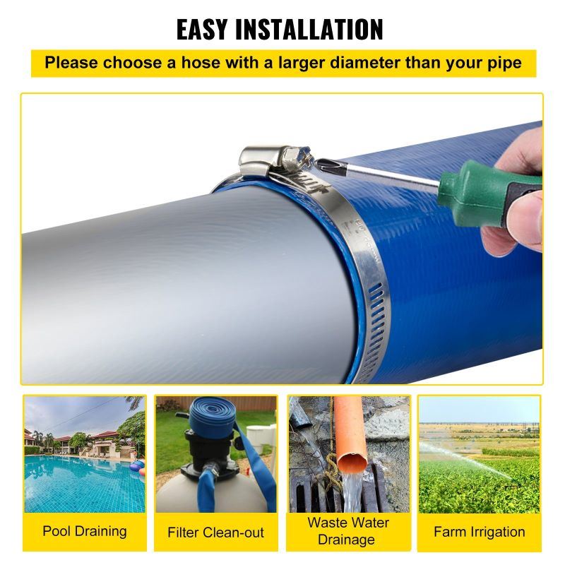 Swimming Pool Backwash Drain Hose PVC Fabric Flat Hose