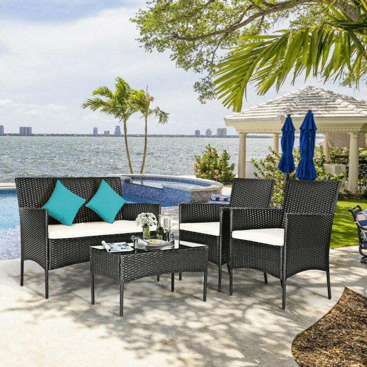 Rattan Cushioned Sofa Set