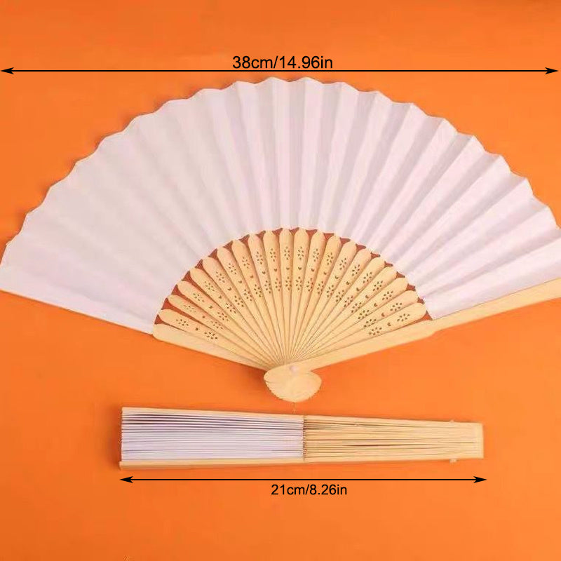 20/30/50pcs Hand-Painted Foldable Paper Fan White Folding Elegant Hand Fan Portable Party Wedding Supplies Gift Dance Fan Decor