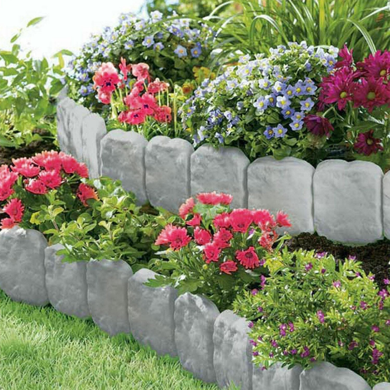 20 PCS Cobbled Stone Effect Plastic Garden Lawn Border Edging