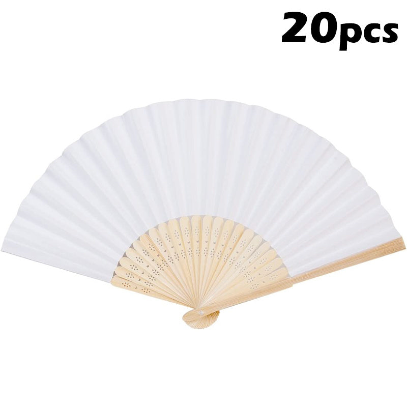 20/30/50pcs Hand-Painted Foldable Paper Fan White Folding Elegant Hand Fan Portable Party Wedding Supplies Gift Dance Fan Decor