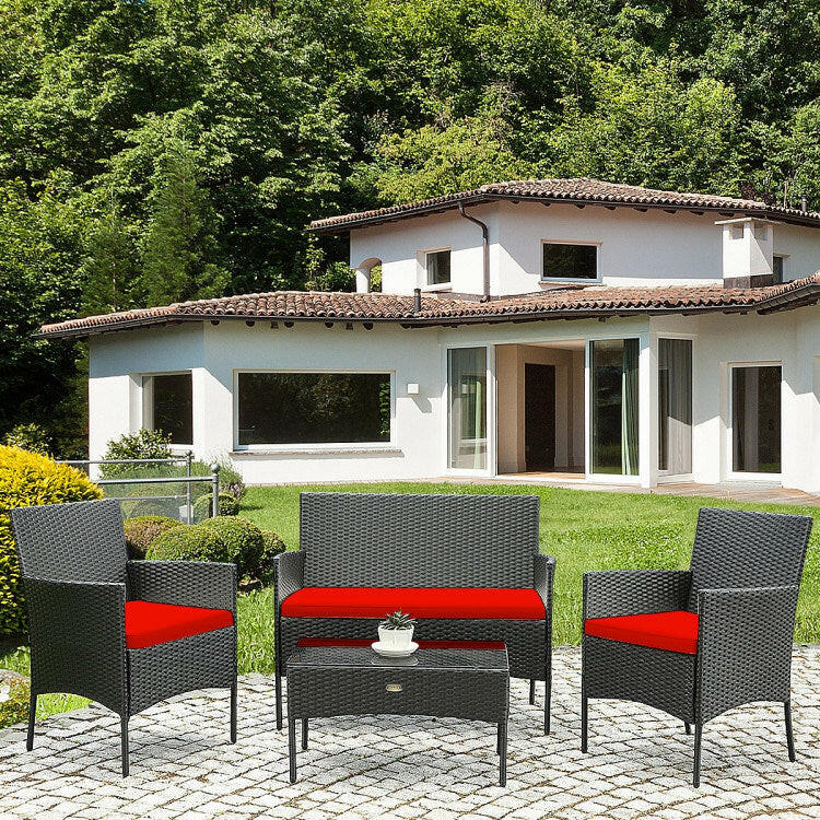 Rattan Cushioned Sofa Set