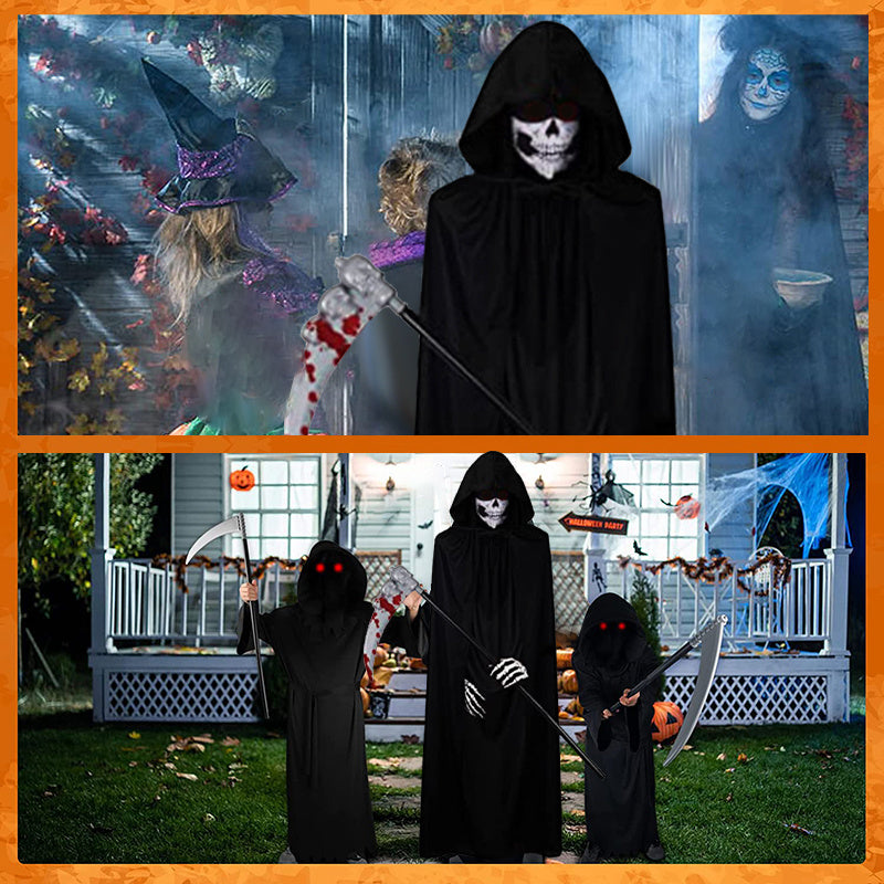 1 Set Halloween Grim Reaper Cloak Costumes Reaper Black Cape Terror Death Hook Sickle Horr Halloween Party Cosplay Costume Props