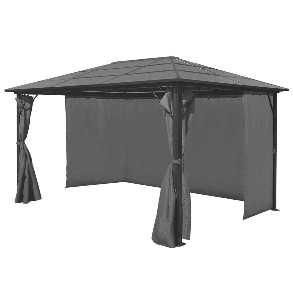 Gazebo with Curtain Anthracite Aluminum 157.5