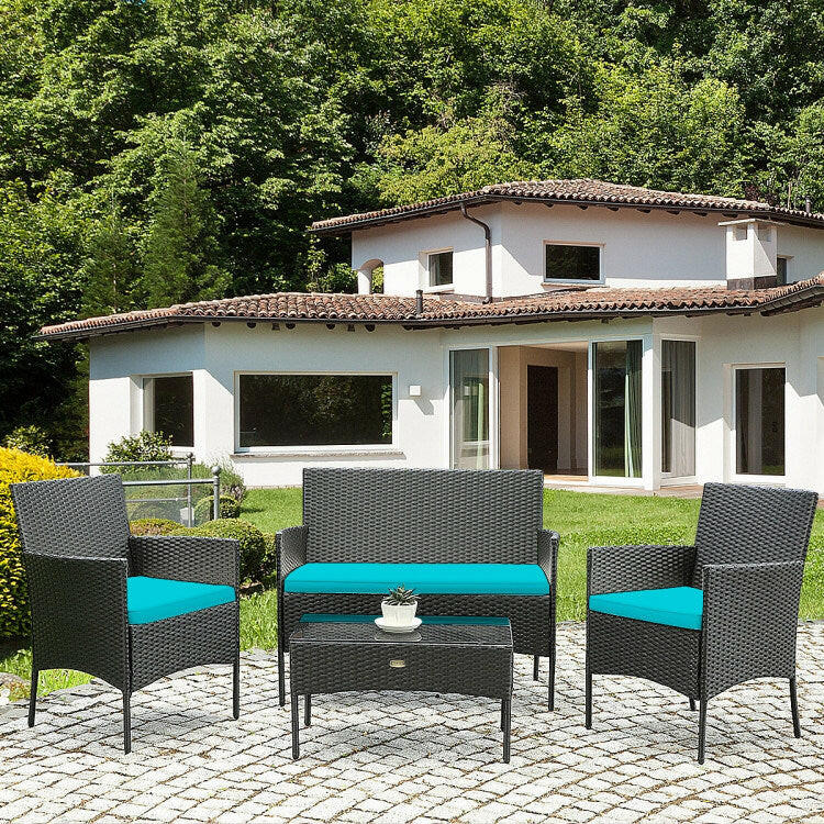 Rattan Cushioned Sofa Set