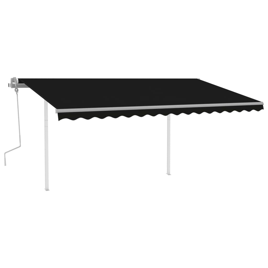 Manual Retractable Awning with Posts 13.1'x9.8' Anthracite