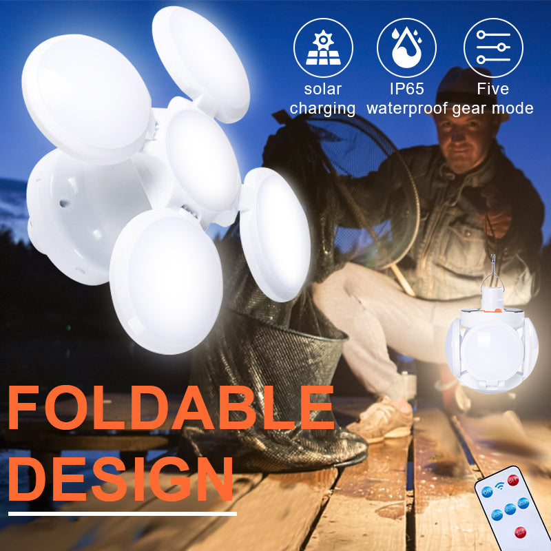 Solar Outdoor Light Folding LED Soccer Light Bulb Portable Emergency Lamp USB Rechargeable Search Lights Waterproof Camping Lamp