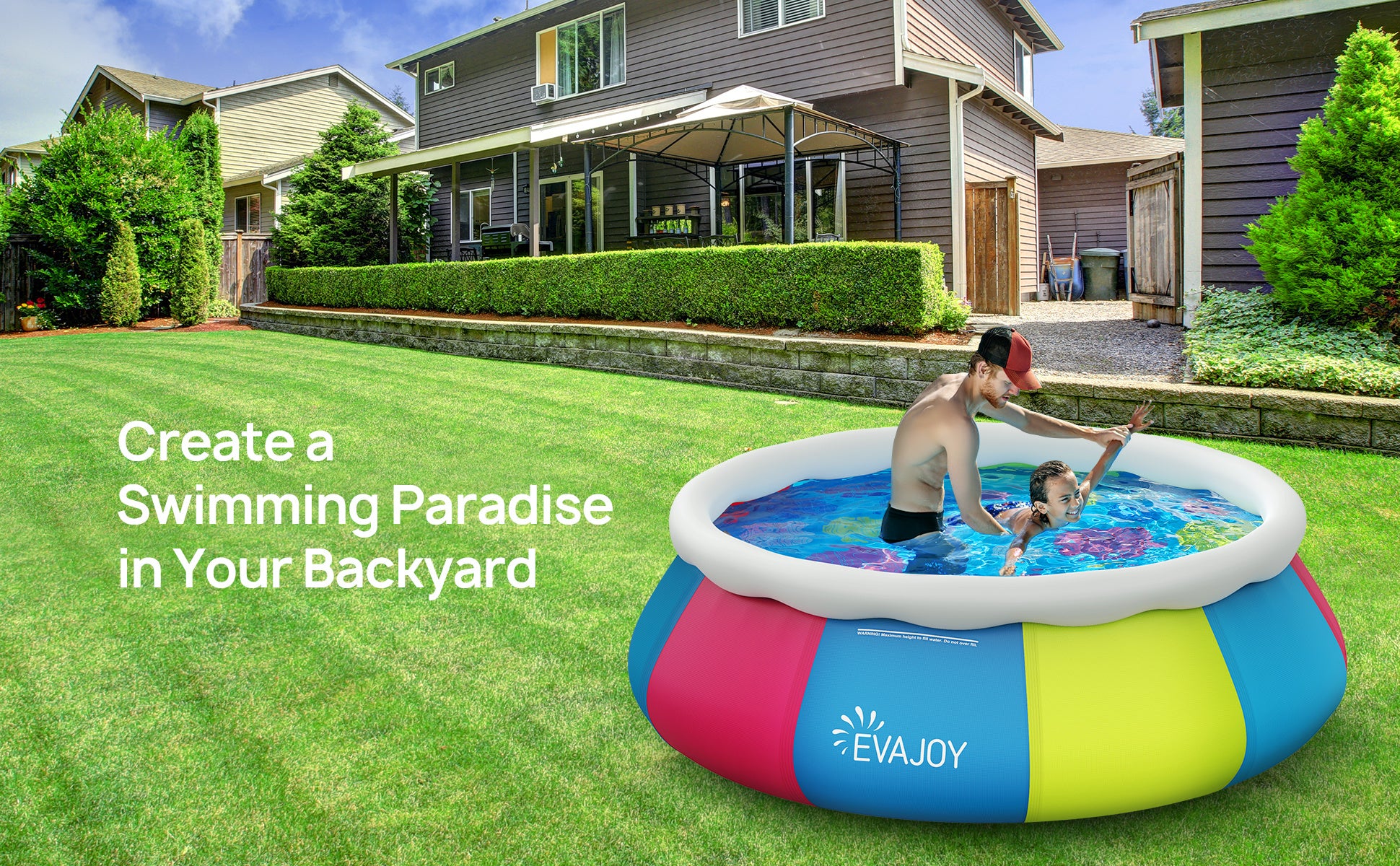 10ft ×30in Above Ground Pool Easy Set, Blow Up Pool Kiddie Pool Inflatable Top Ring Swimming Pools for Adults Family Backyard Outdoor with Pool Cover