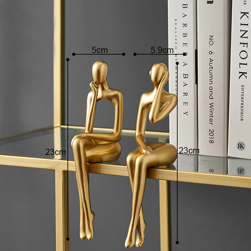 Nordic Abstract Figures Home Decoration Accessories Sculptures Living Room Study Decor Gold Humanoid Resin Embellishment Statues