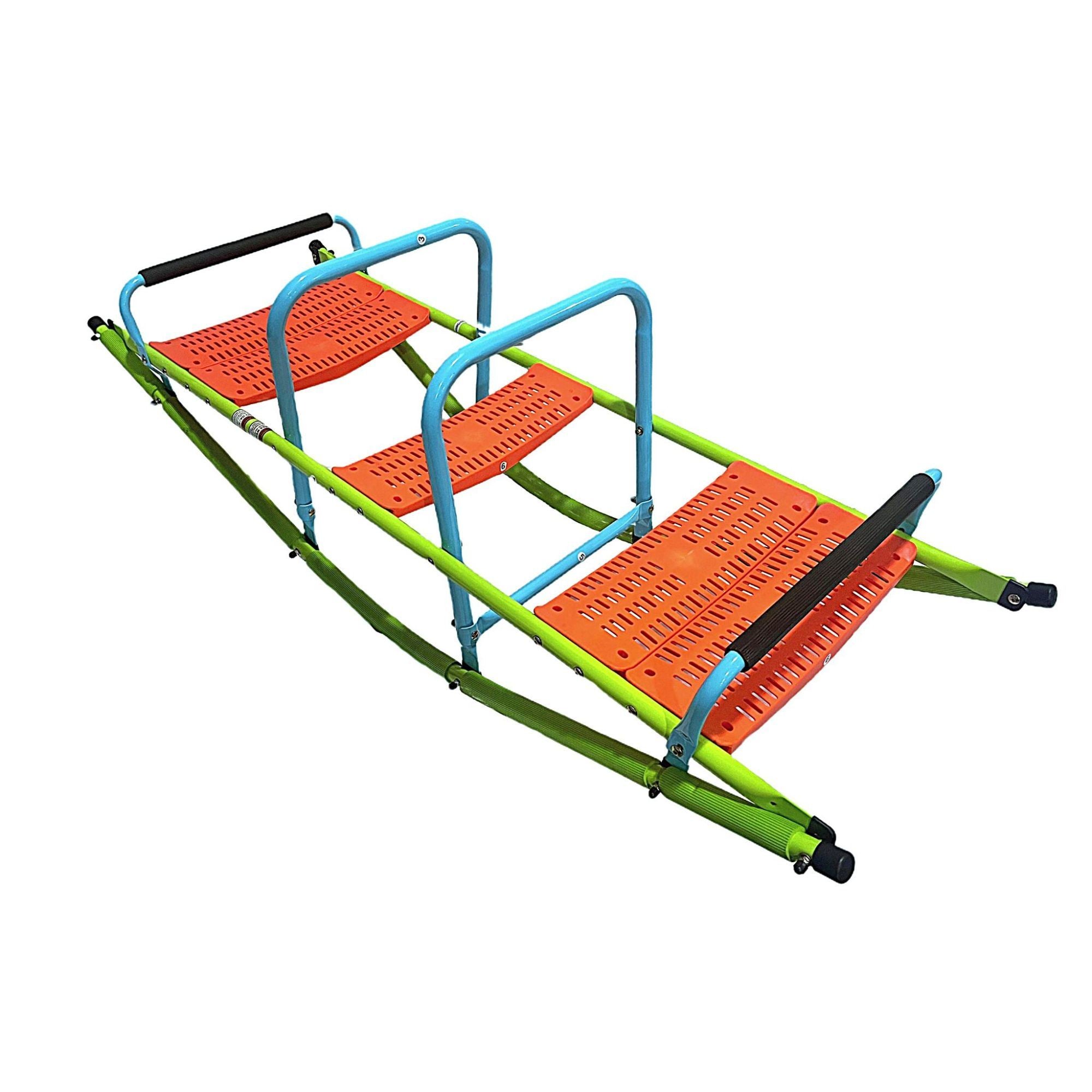 XSS008 high quality kids seesaw plastic seat playground equipment cute baby plastic rocker outdoor children blue and green steel tube for kids age 3+