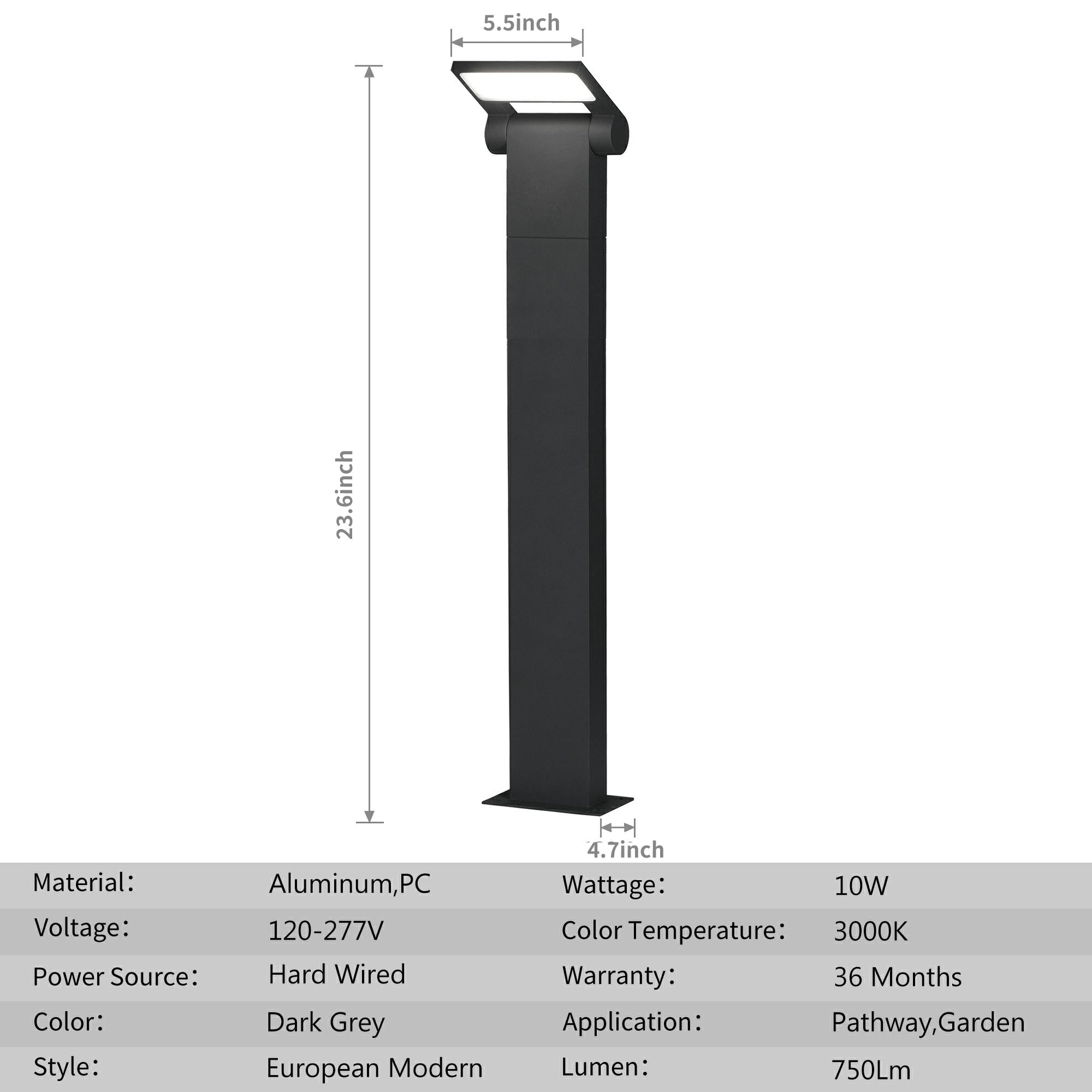 Inowel Outdoor Pathway Lights LED Bollard Light Landscape Path Light Modern Waterproof Driveway Lights 11706