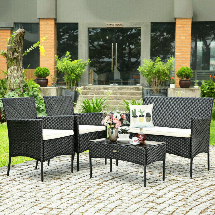 Rattan Cushioned Sofa Set