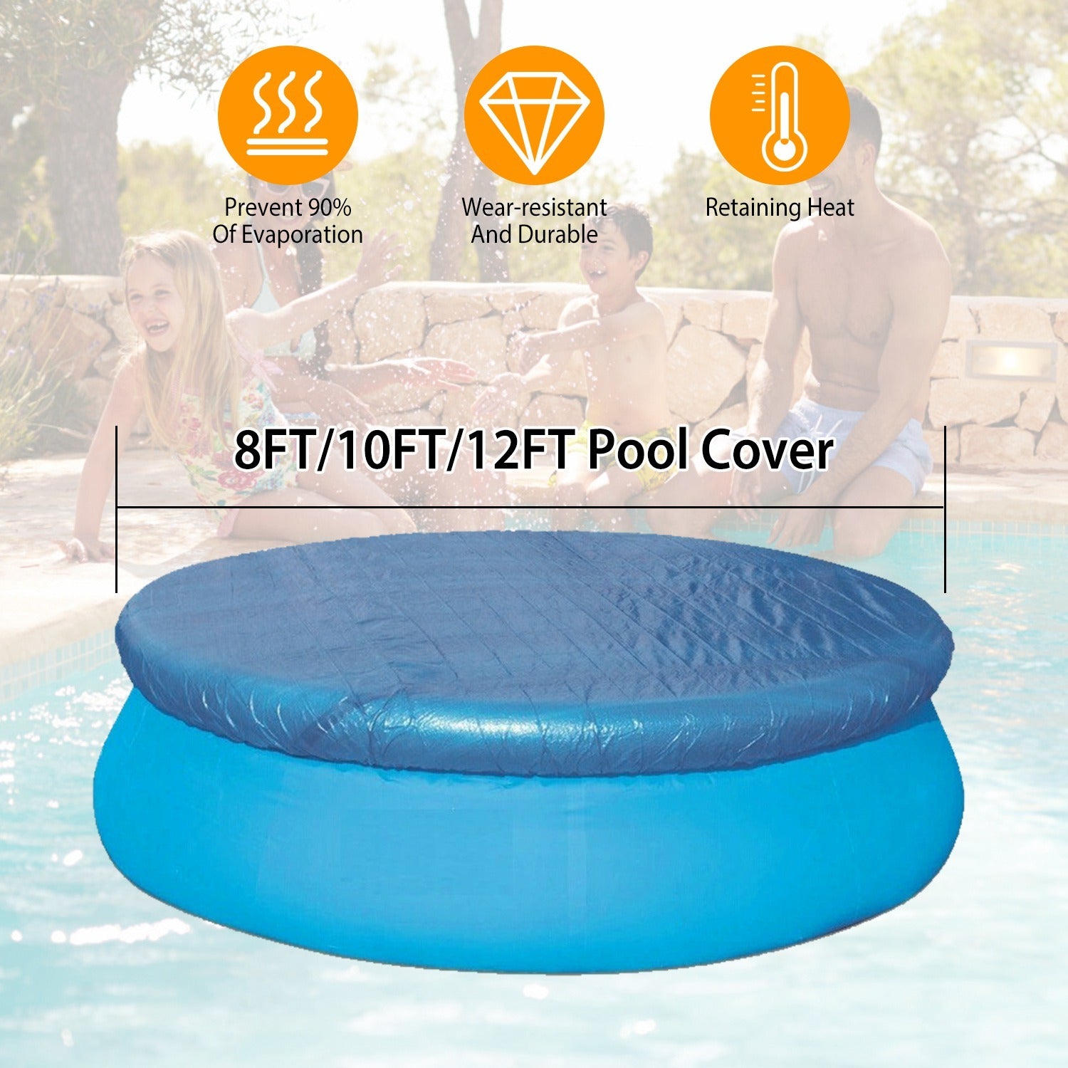 Swimming Pool Cover Protector Dustproof Waterproof Paddling Pool Cover