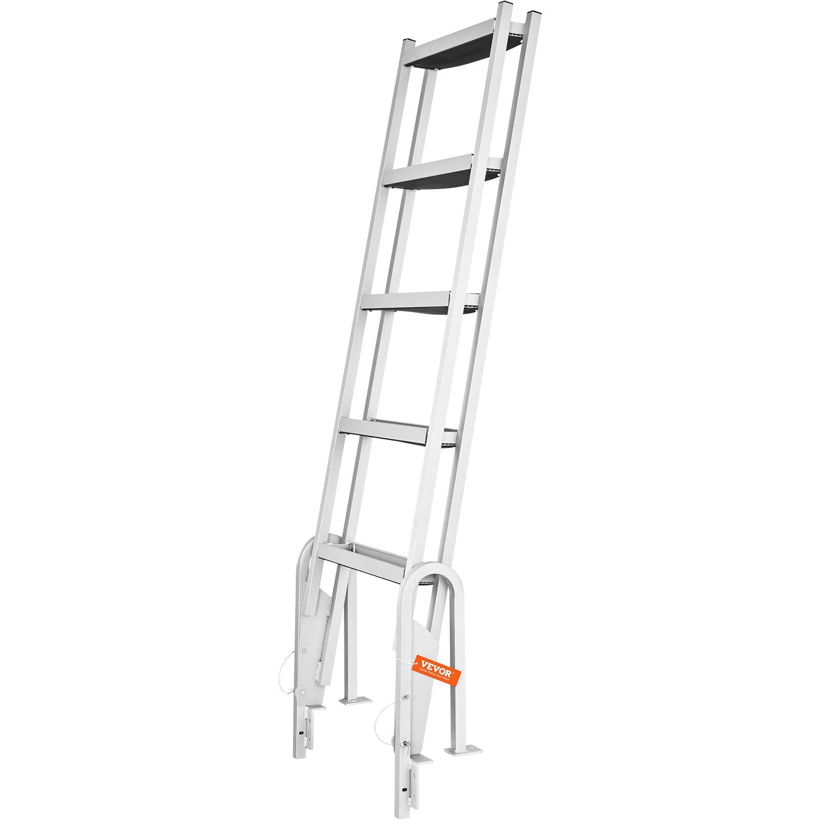 VEVOR Dock Ladder Flip Up 5 Steps, 350lbs Load Capacity, Aluminum Pontoon Boat Ladder with 4