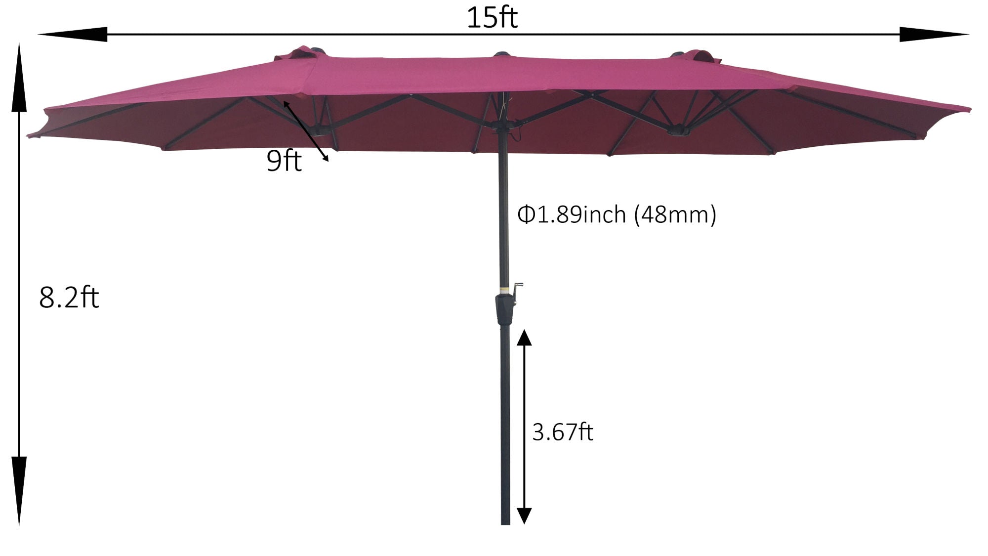 15Ftx9FtDouble-Sided Patio Umbrella Outdoor Market Table Garden Extra Large Waterproof Twin Umbrellas with Crank and Wind Vents for Garden Deck Backyard Pool Shade Outside Deck Swimming Pool RT