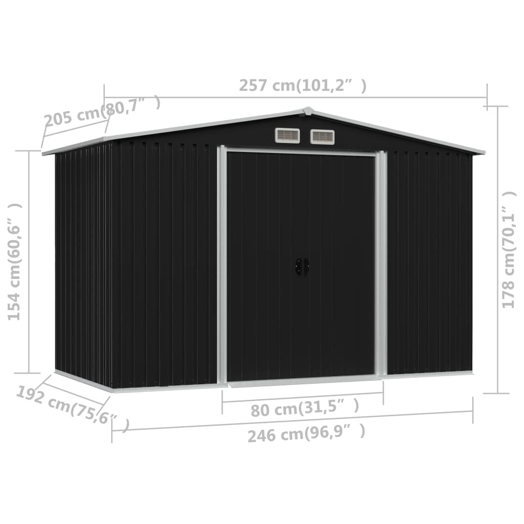 Garden Storage Shed Anthracite Steel 101.2