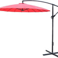 9 Ft Offset Hanging Market Patio Umbrella w/Easy Tilt Adjustment for Backyard, Poolside, Lawn and Garden, Red