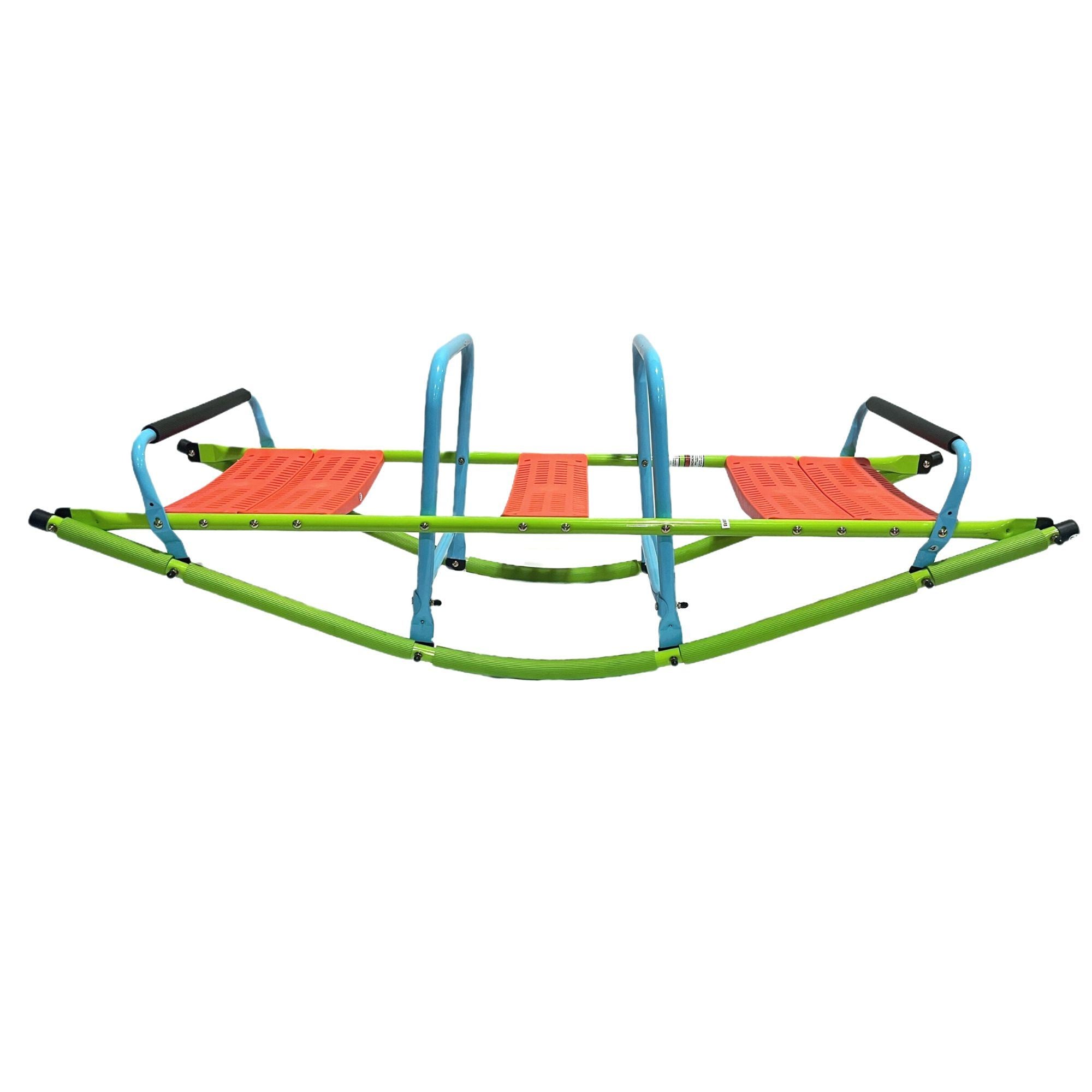 XSS008 high quality kids seesaw plastic seat playground equipment cute baby plastic rocker outdoor children blue and green steel tube for kids age 3+