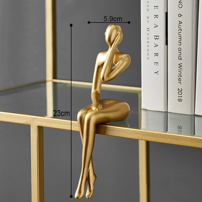 Nordic Abstract Figures Home Decoration Accessories Sculptures Living Room Study Decor Gold Humanoid Resin Embellishment Statues