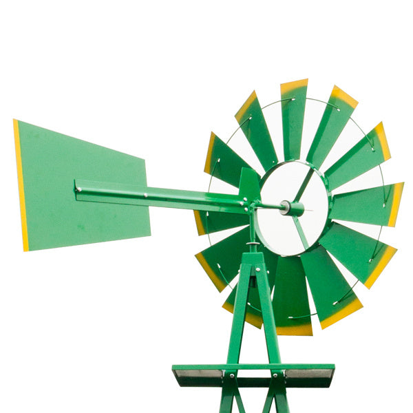 8FT Weather Resistant Yard Garden Windmill Green