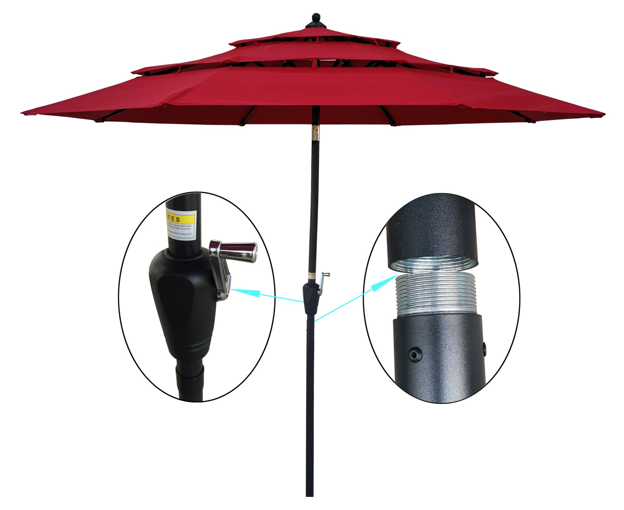 9Ft 3-Tiers Outdoor Patio Umbrella with Crank and tilt and Wind Vents for Garden Deck Backyard Pool Shade Outside Deck Swimming Pool RT