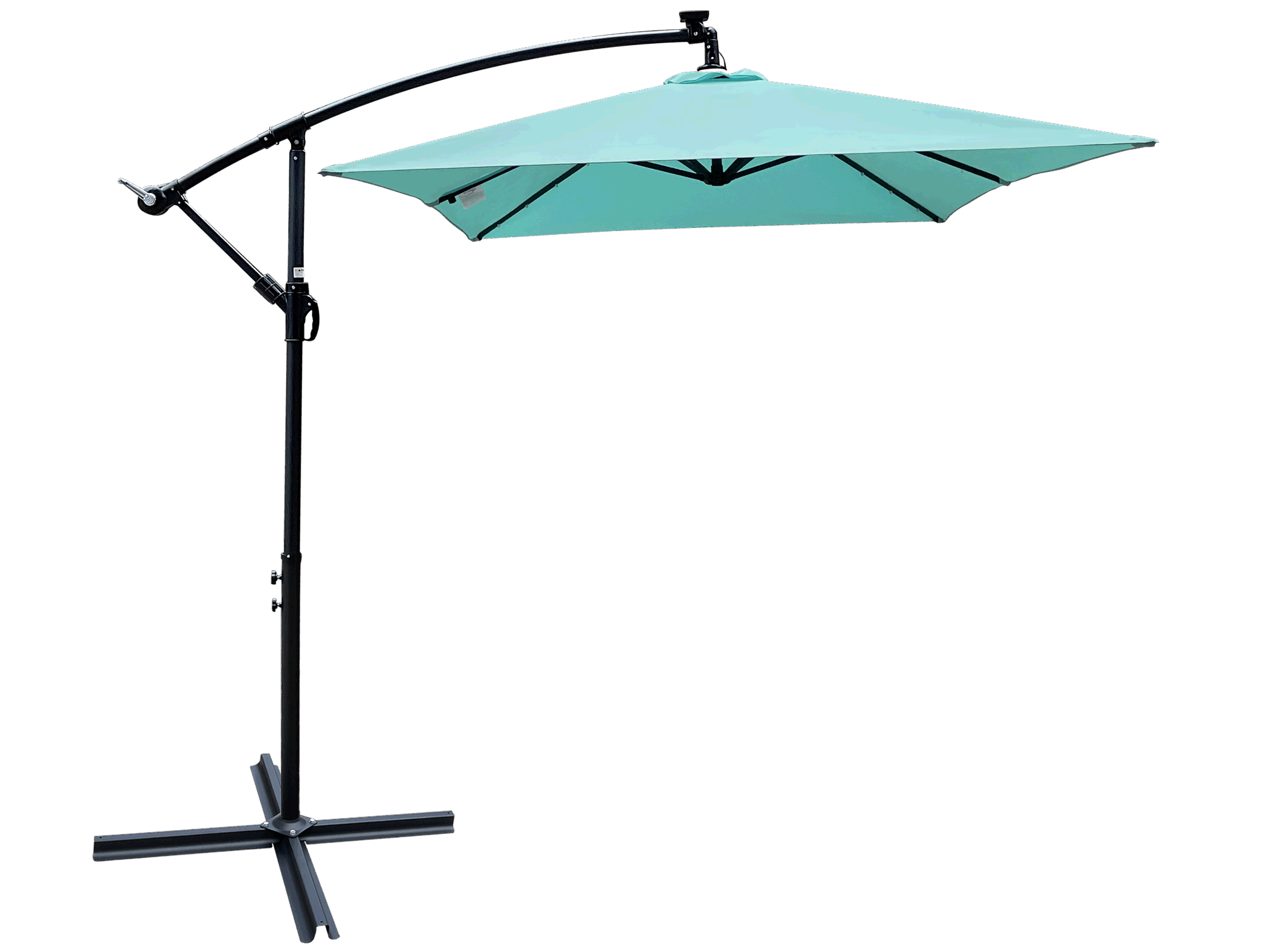 Rectangle 2x3M Outdoor Patio Umbrella Solar Powered LED Lighted Sun Shade Market Waterproof 6 Ribs Umbrella with Crank and Cross Base for Garden Deck Backyard Pool Shade Outside Deck Swimming Pool