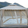 Quality Double Tiered Grill Canopy, Outdoor BBQ Gazebo Tent with UV Protection, Beige