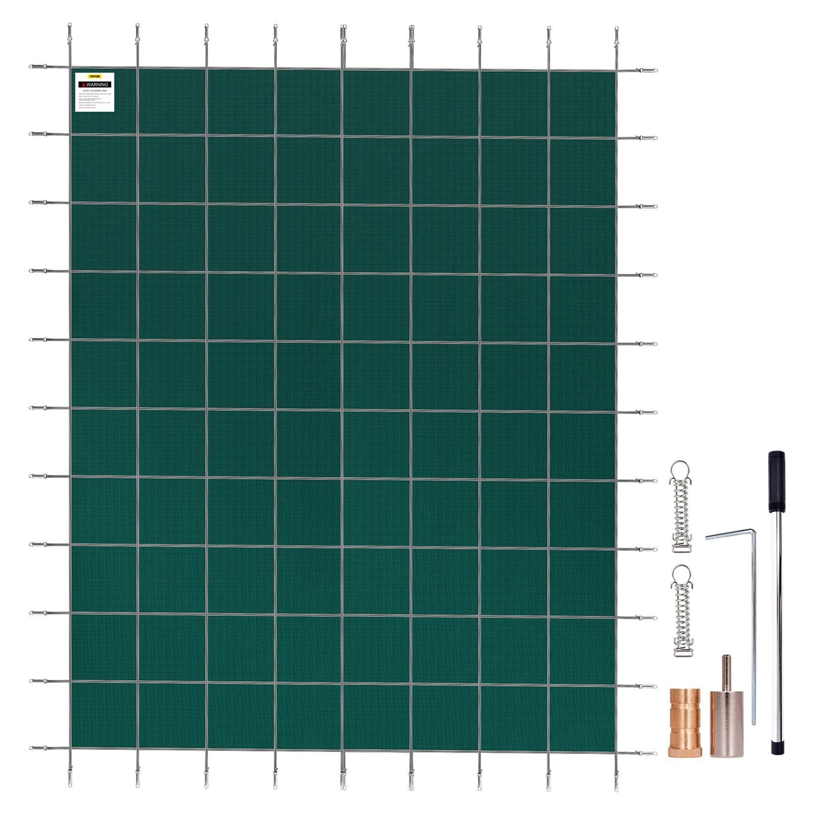 VEVOR Inground Pool Safety Cover, 20 x 42 ft Rectangular Winter Pool Cover, Triple Stitched, High Strength Mesh PP Material, Good Rain Permeability, Installation Hardware Included, Green