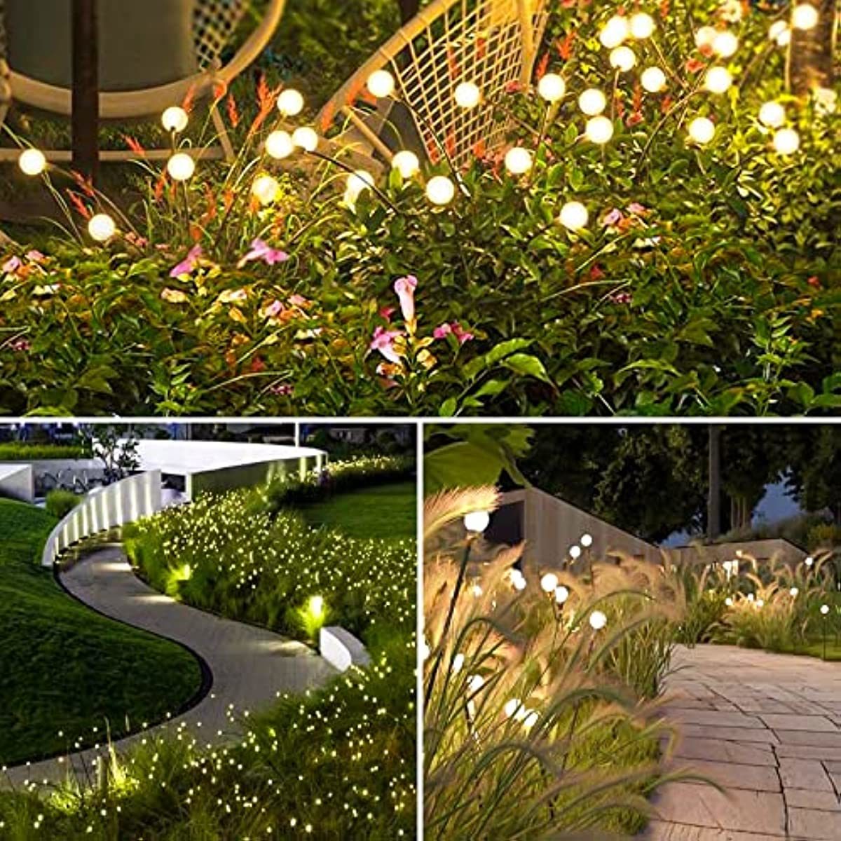 Solar Garden Lights Outdoor Decorations; 4 Pack Upgraded 8 LED Solar Powered Firefly Lights; Flexible Waterproof Solar Swaying Light for Yard Pathway Landscape Decorative