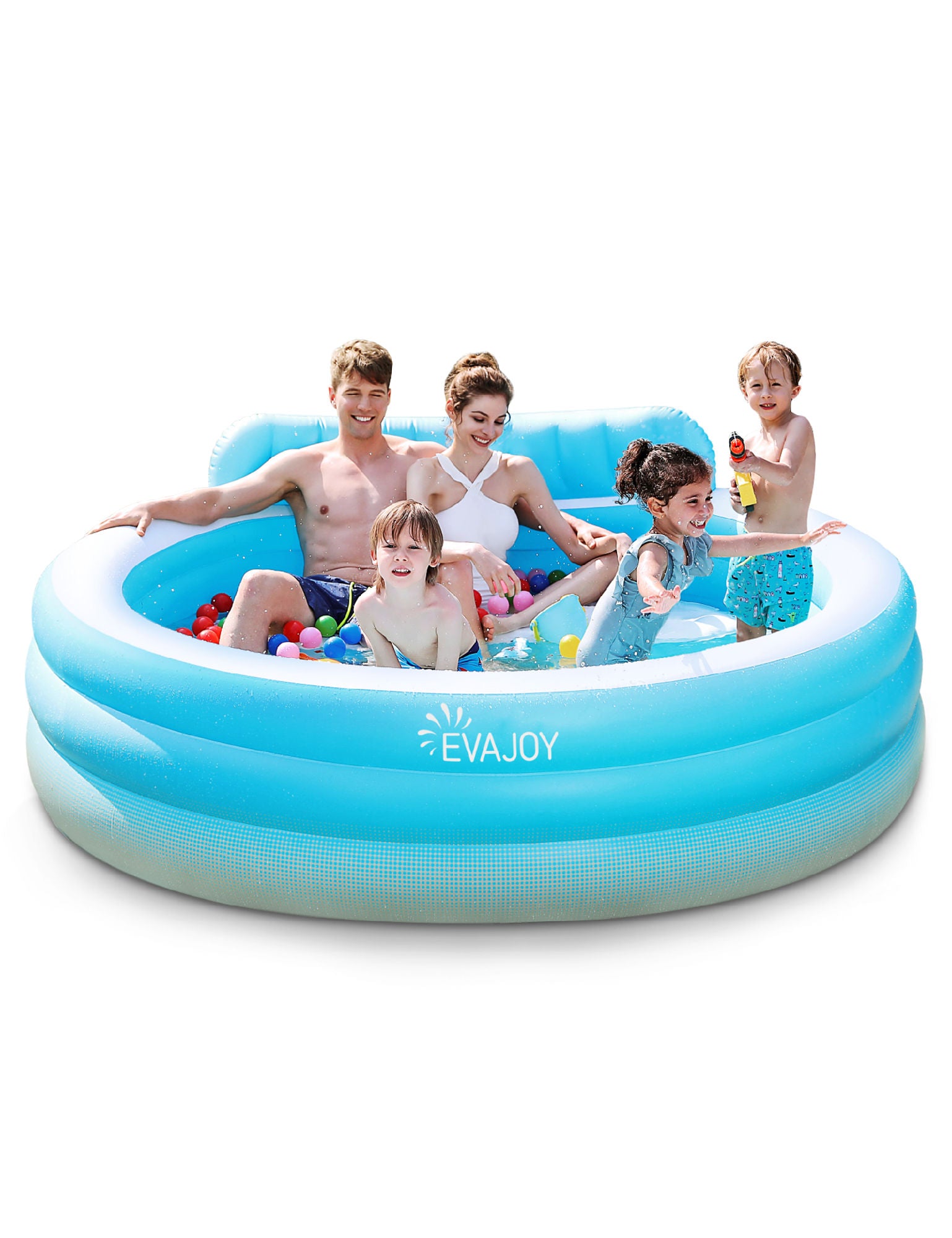 Full-Sized Inflatable Swimming Family Pool with Seats, 88