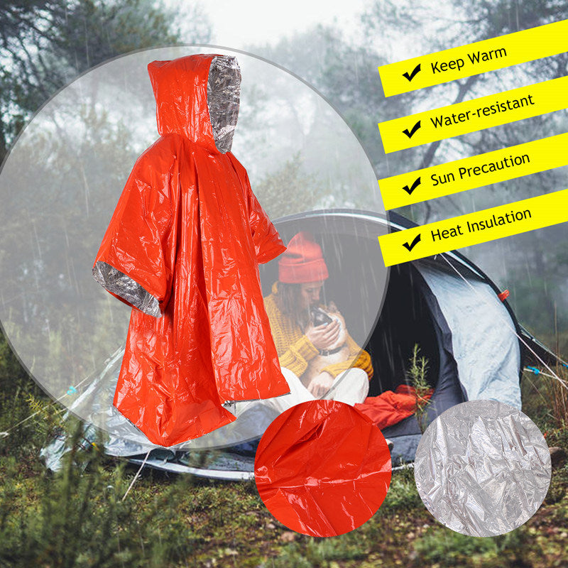 Outdoor first aid raincoat survival emergency camping supplies wilderness loss of temperature insulation and warmth equipment survival blanket