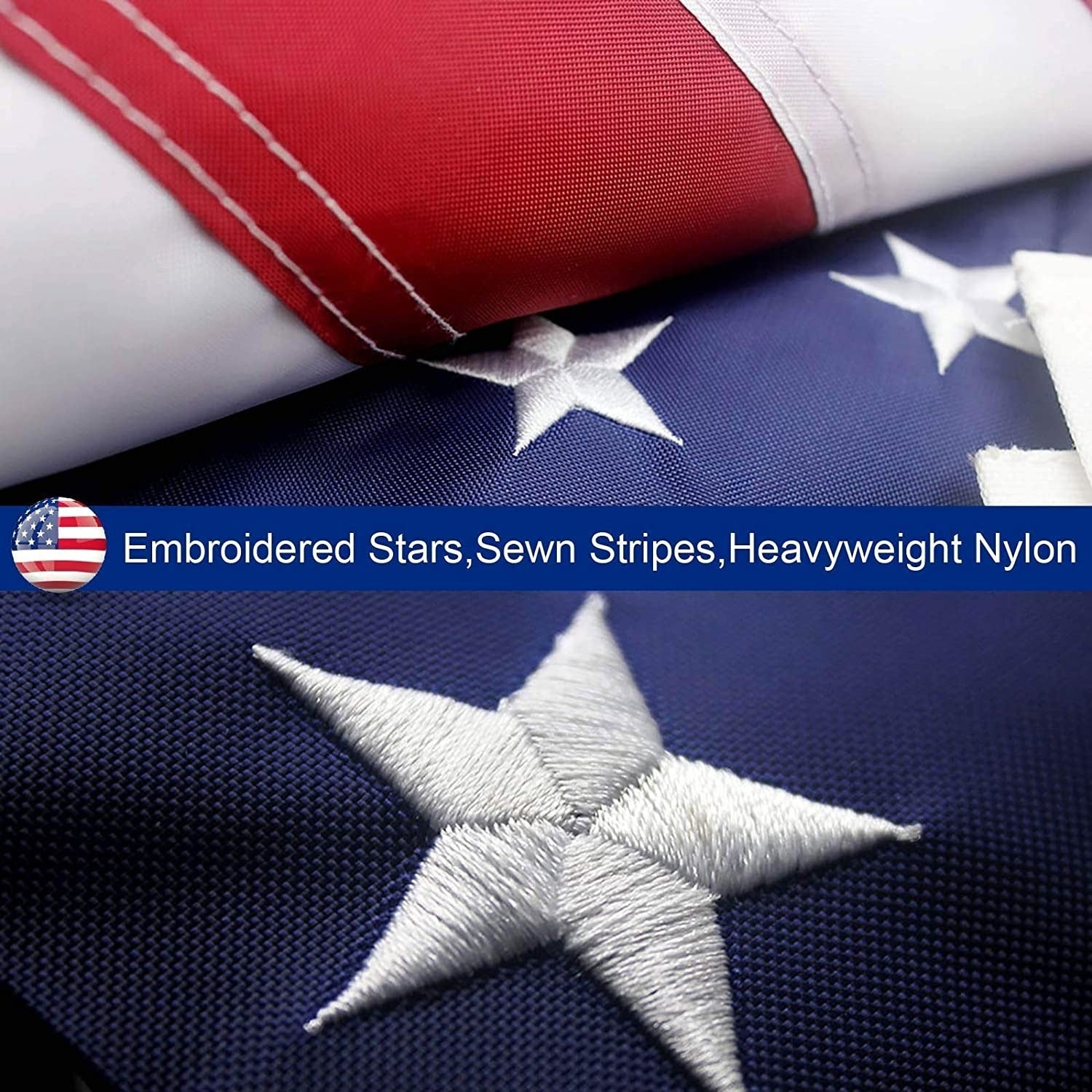 American Flag 10x15 ft 8x12 ft 6x10 ft 5x8 ft 4x6 ft 3x5 ft  2x3 ft Outdoor Heavy Duty Embroidered Stars USA Flag Sewn Stripes Fade Resistance Brass Grommets All Weather UV Active