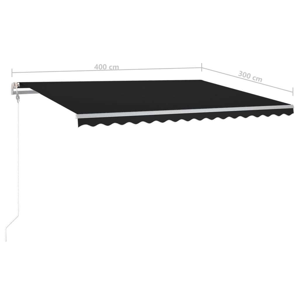 Manual Retractable Awning with Posts 13.1'x9.8' Anthracite