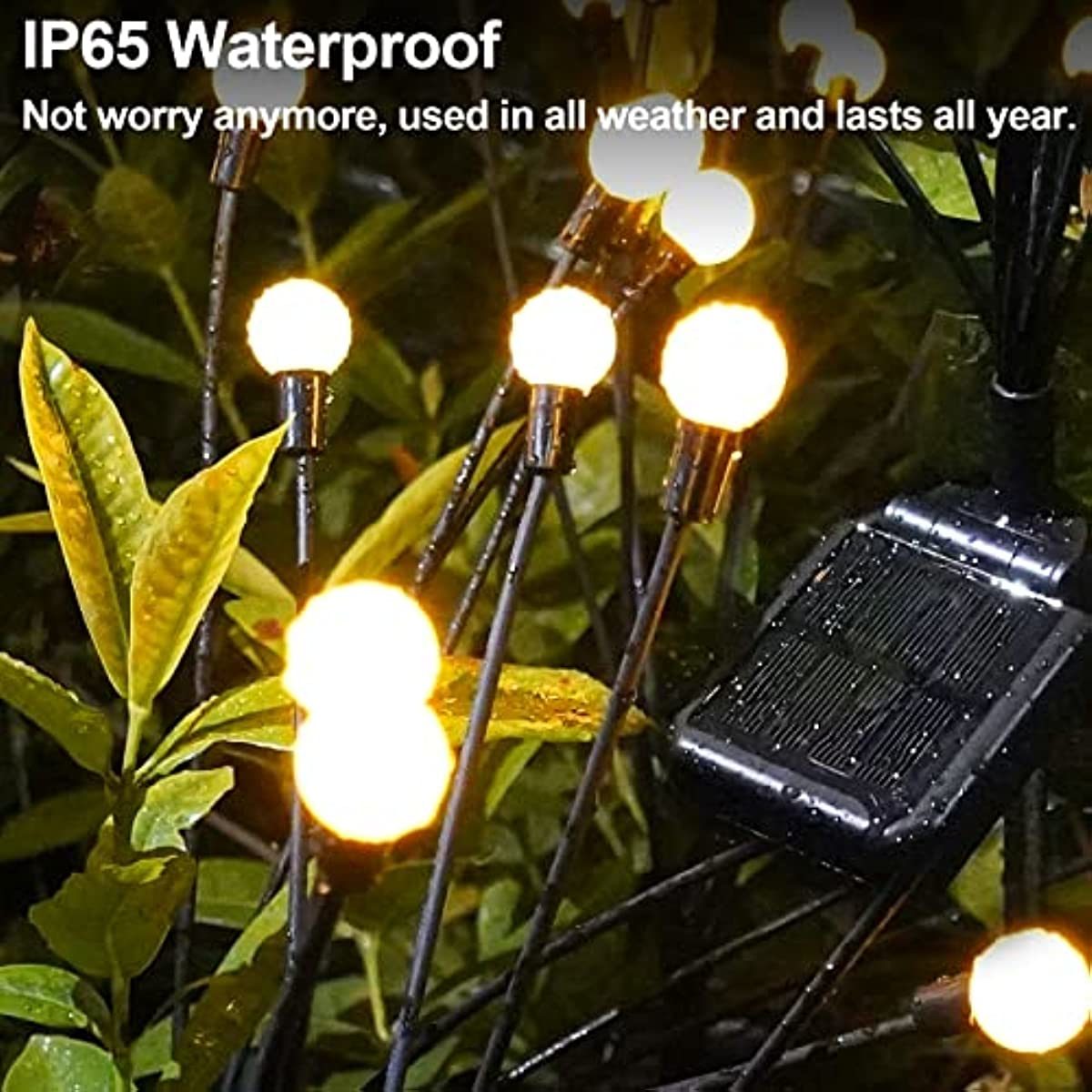 Solar Garden Lights Outdoor Decorations; 4 Pack Upgraded 8 LED Solar Powered Firefly Lights; Flexible Waterproof Solar Swaying Light for Yard Pathway Landscape Decorative