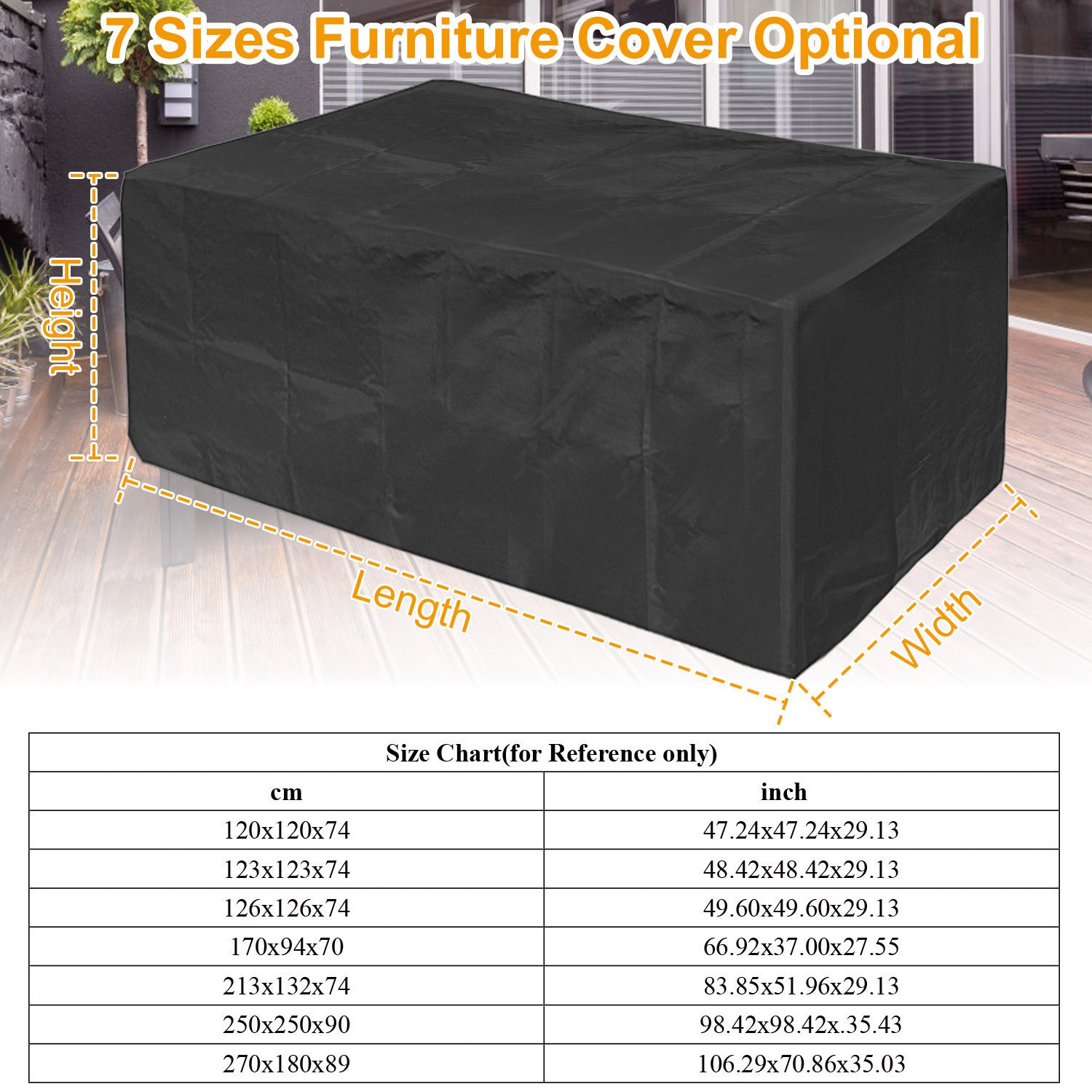 210D Waterproof Outdoor Furniture Cover Windproof Dustproof Patio Furniture Protector Oxford Cloth Garden S Size