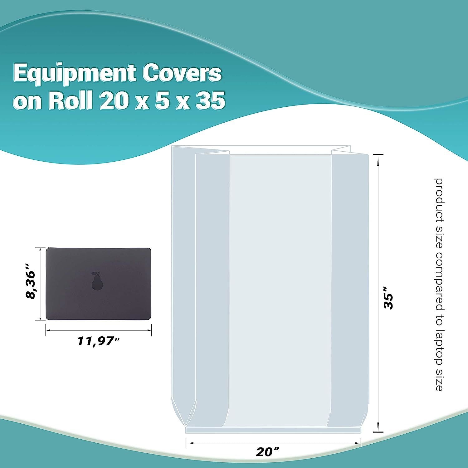 Pack of 500 Equipment Covers on Roll 20 x 5 x 35. Ultra Thin Design 1 mil Plastic Bags 20x5x35. Home Equipment. Ideal for Industrial and Health Needs.