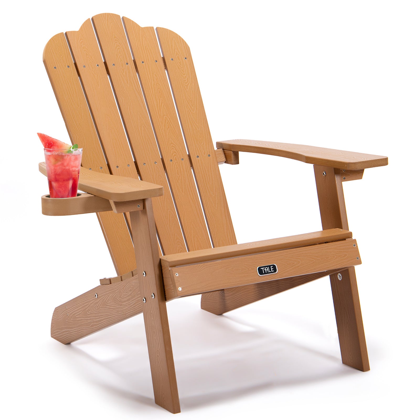 (Do Not Sell on Amazon) TALE Adirondack Chair Backyard Furniture Painted Seating with Cup Holder Plastic Wood for Lawn Outdoor Patio Deck Garden Porch Lawn Furniture Chairs RT