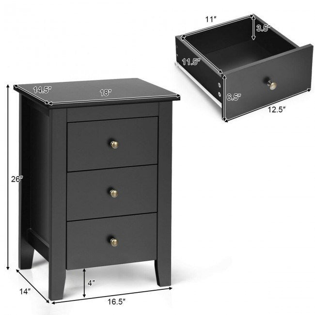 Beautiful Design Modern Style Bedside Cabinet With 3 Drawers