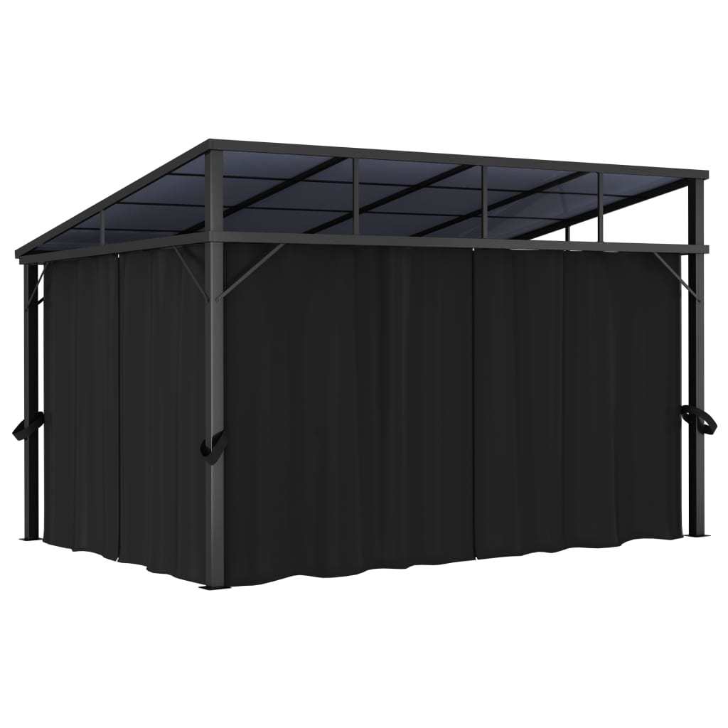 Gazebo with Curtain 13.3'x9.6'x8' Anthracite