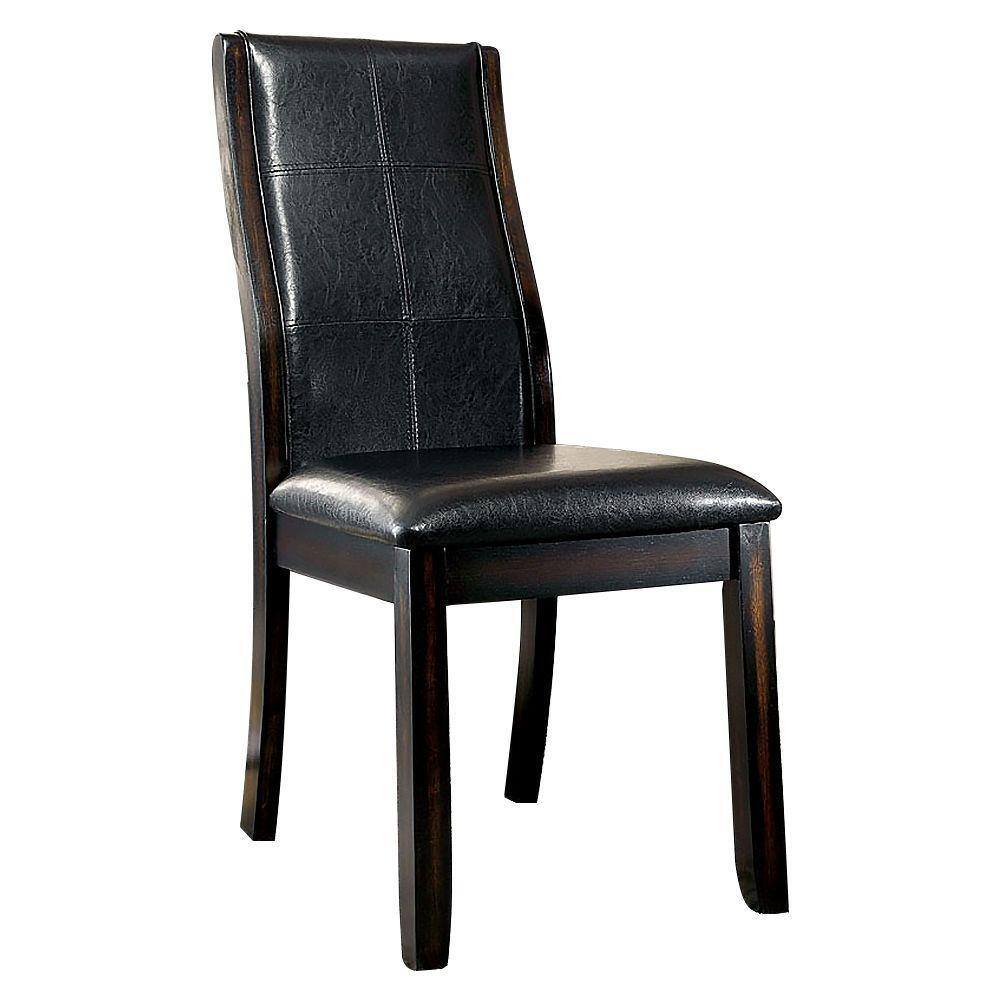 Transitional Dining Room Side Chairs Set of 2pc Chairs only Brown Cherry Unique Curved Back Espresso Leatherette Padded Seat